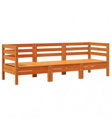 vidaXL Garden Sofa | Wax Brown | Solid Pine Wood | 3-Seater | Modular — Model: 2x corner + middle