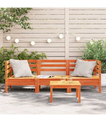 vidaXL Garden Sofa | Wax Brown | Solid Pine Wood | 3-Seater | Modular — Model: 2x corner + middle