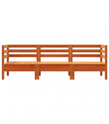 vidaXL Garden Sofa | Wax Brown | Solid Pine Wood | 3-Seater | Modular — Model: 2x corner + middle