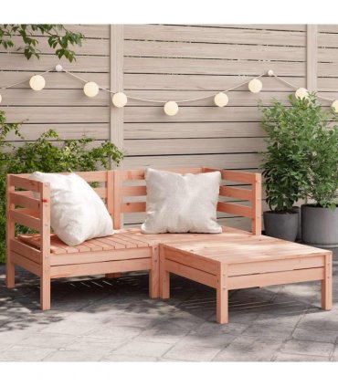 vidaXL Garden Sofa | Natural wood | Solid Douglas wood | 2-seater | Modul — Colour: natural douglas, Model: 2x corner + footrest
