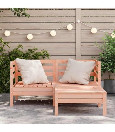 vidaXL Garden Sofa | Natural wood | Solid Douglas wood | 2-seater | Modul — Colour: natural douglas, Model: 2x corner + footrest