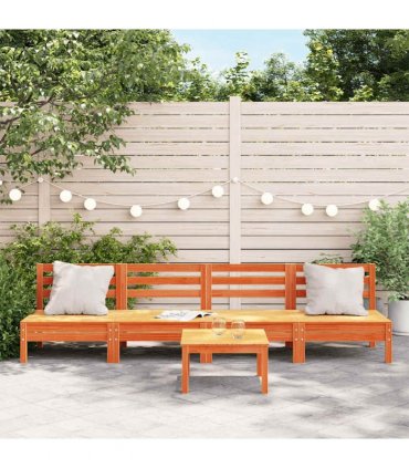 vidaXL Garden Sofa | Set of 4 | Wax brown | Solid pine wood | Standard | Modular — Model: middle sofa
