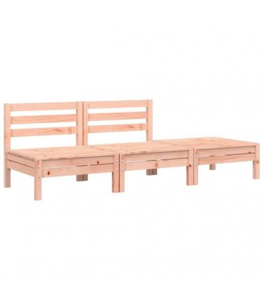 vidaXL Garden Sofa | Natural Wood | Solid Douglas Fir wood | 3-seater | M — Colour: natural douglas, Model: 2x middle + footrest