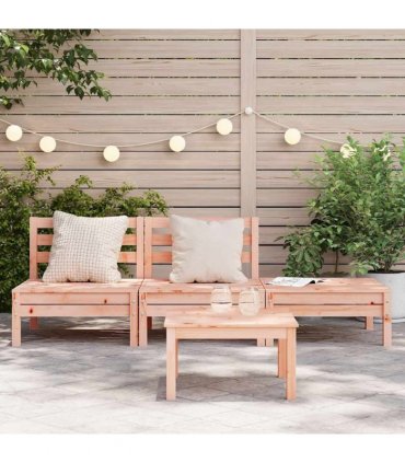 vidaXL Garden Sofa | Natural Wood | Solid Douglas Fir wood | 3-seater | M — Colour: natural douglas, Model: 2x middle + footrest