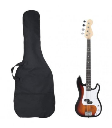 vidaXL Electric Bass Guitar for Beginner with Bag Brown and White 4/4 46"