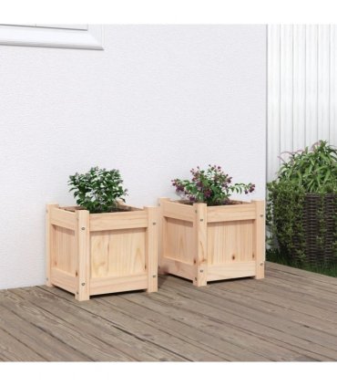 vidaXL Garden Planters 2 pcs Solid Wood Pine — Colour: natural pine
