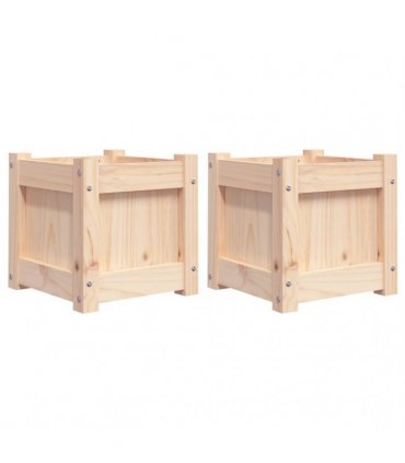 vidaXL Garden Planters 2 pcs Solid Wood Pine — Colour: natural pine