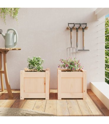 vidaXL Garden Planters 2 pcs Solid Wood Pine — Colour: natural pine