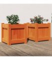 vidaXL Garden Planters 2 pcs Wax Brown Solid Wood Pine — Colour: brown pine