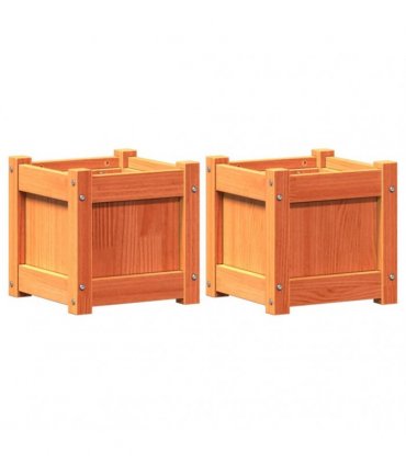 vidaXL Garden Planters 2 pcs Wax Brown Solid Wood Pine — Colour: brown pine