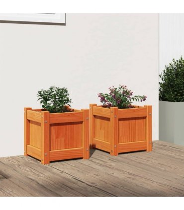 vidaXL Garden Planters 2 pcs Wax Brown Solid Wood Pine — Colour: brown pine