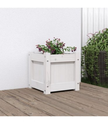 vidaXL Garden Planter White 31x31x31 cm Solid Wood Pine — Colour: white pine