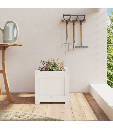 vidaXL Garden Planter White 31x31x31 cm Solid Wood Pine — Colour: white pine