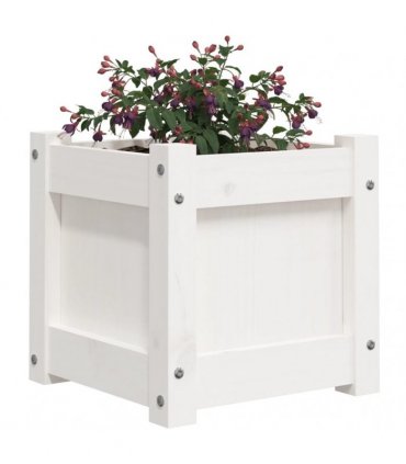 vidaXL Garden Planter White 31x31x31 cm Solid Wood Pine — Colour: white pine