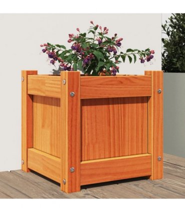 vidaXL Garden Planter Wax Brown 31x31x31 cm Solid Wood Pine — Colour: brown pine