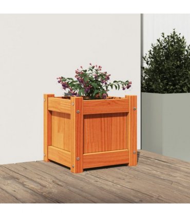 vidaXL Garden Planter Wax Brown 31x31x31 cm Solid Wood Pine — Colour: brown pine