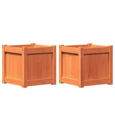 vidaXL Garden Planters 2 pcs Wax Brown Solid Wood Pine — Colour: brown pine — V0672045354