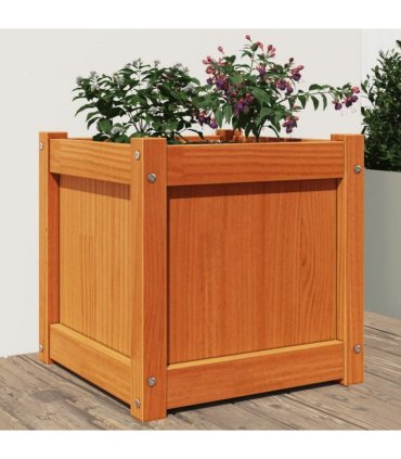 vidaXL Garden Planter Wax Brown 40x40x40 cm Solid Wood Pine — Colour: brown pine
