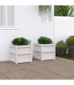 vidaXL Garden Planters 2 pcs White Solid Wood Pine — Colour: white pine