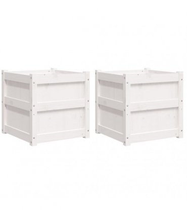 vidaXL Garden Planters 2 pcs White Solid Wood Pine — Colour: white pine