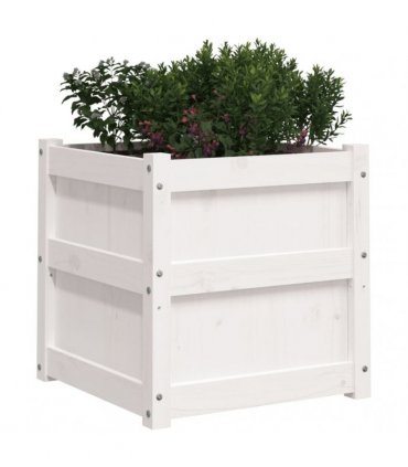 vidaXL Garden Planters 2 pcs White Solid Wood Pine — Colour: white pine