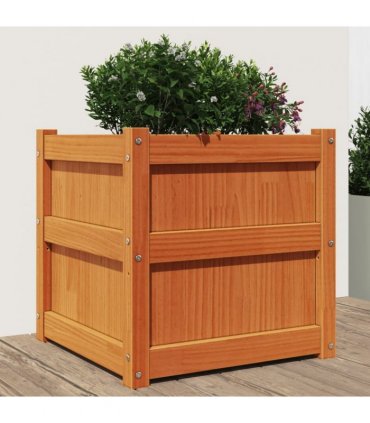 vidaXL Garden Planter Wax Brown 50x50x50 cm Solid Wood Pine — Colour: brown pine