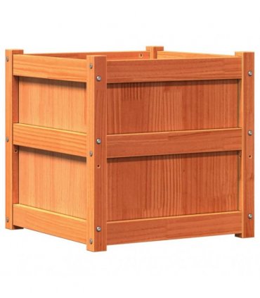vidaXL Garden Planter Wax Brown 50x50x50 cm Solid Wood Pine — Colour: brown pine