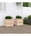 vidaXL Garden Planters 2 pcs Solid Wood Pine — Colour: natural pine — V0672045367