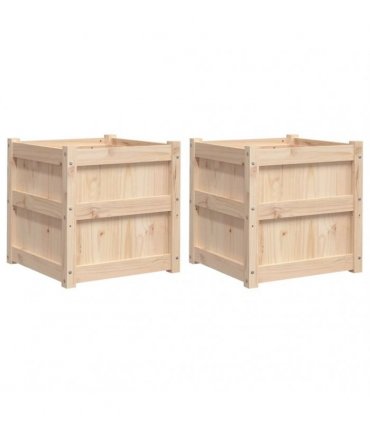 vidaXL Garden Planters 2 pcs Solid Wood Pine — Colour: natural pine — V0672045367