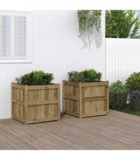 vidaXL Garden Planters 2 pcs Impregnated Wood Pine — Colour: natural impregnated
