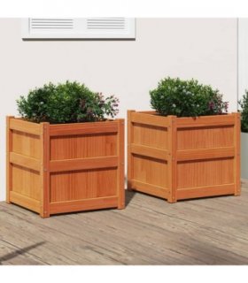 vidaXL Garden Planters 2 pcs Wax Brown Solid Wood Pine — Colour: brown pine — V0672045376