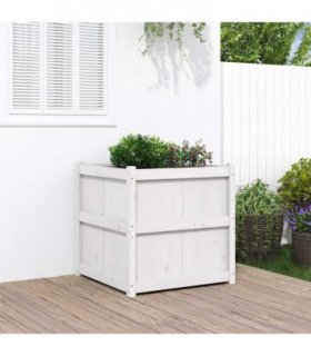 vidaXL Garden Planter White 70x70x70 cm Solid Wood Pine