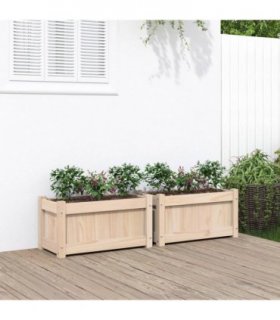 vidaXL Garden Planters 2 pcs Solid Wood Pine — Colour: natural pine — V0672045385