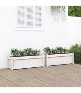vidaXL Garden Planters 2 pcs White Solid Wood Pine