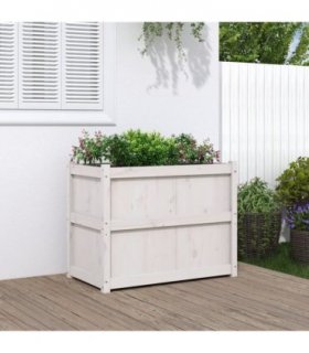 vidaXL Garden Planter White 90x50x70 cm Solid Wood Pine — Colour: white pine