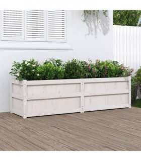 vidaXL Garden Planter White 180x50x50 cm Solid Wood Pine — Colour: white pine