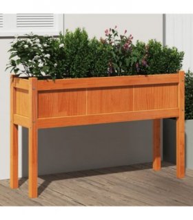vidaXL Garden Planter with Legs Wax Brown 110x31x70 cm Solid Wood Pine — Colour: brown pine