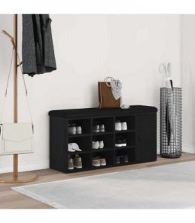 vidaXL Storage Bench Black Oak 102 x 32 x 50 cm Engineered Wood