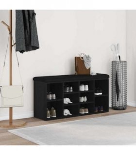 vidaXL Shoe Bench Black Oak 102 x 32 x 50 cm Engineered wood — Size: 102 x 32 x 48 cm