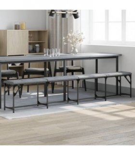 vidaXL Dining Bench Light Grey 248x32x45 cm Steel and Fabric — Size: 248 x 32 x 45 cm