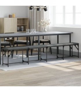 vidaXL Dining Bench Dark Grey 248x32x45 cm Steel and Fabric — Size: 248 x 32 x 45 cm
