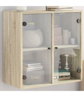 vidaXL Wall Cabinet with Glass Doors Sonoma Oak 68x37x68.5 cm