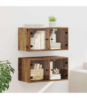 vidaXL Wall Cabinets 2 pcs Old Wood 68 x 37 x 35 cm Engineered Wood