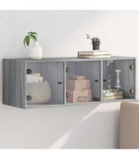 vidaXL Wall Cabinet with Glass Doors Grey Sonoma 102x37x35 cm