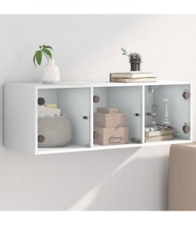 vidaXL Wall Cabinet with Glass Doors White 102x37x35 cm
