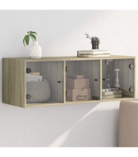 vidaXL Wall Cabinet with Glass Doors Sonoma Oak 102x37x35 cm