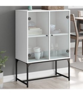 vidaXL Side Cabinet with Glass Doors White 69x37x100 cm