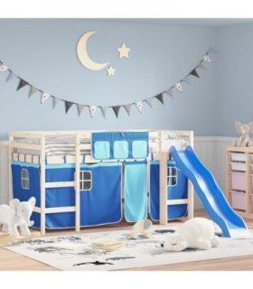 vidaXL Curtains for Loft Bed Blue Polyester