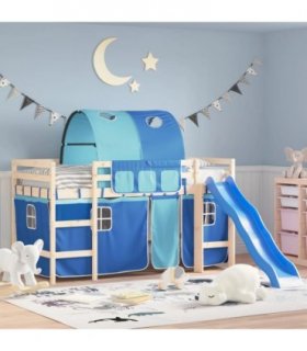 vidaXL Curtains for Loft Bed with Tunnel Blue Polyester