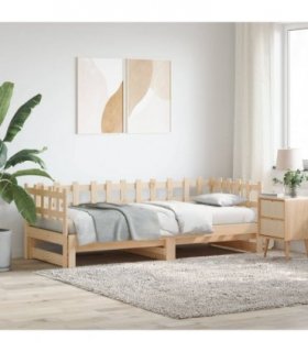 vidaXL Pull-out Day Bed without Mattress 2x(80x200) cm Solid Wood — Colour: natural, Size: 80 x 200 cm